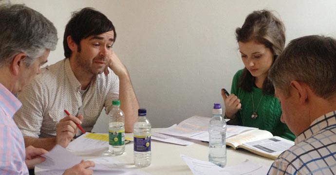 XCity Award panel, from left to right: George Brock, Head of Journalism; Spencer Ball, Head of Marketing; Ellie Austin, Editor of XCity; Jason Bennetto, Magazine MA tutor
